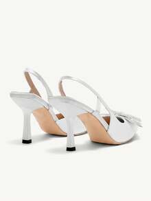 CUCCOO CHICEST Salto Alto Stiletto de Bico Fino para Mulheres, Decoração com Laço de Pérola Falsa e Strass, Sapatos Elegantes para Festa Formal, Casamento e Convidados, Branco para Natal, Sapatos Elegantes de Casamento, Sapatos de Verão, Sapatos de Noiva - Bege - Visão 5