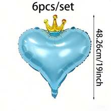 Crown‑Heart Foil Balloon Set, A Preferred Decorative Item For Birthday Banquets, Themed Parties, Arch Scene Arrangements And Family Gatherings. - Blue Crown - View 8