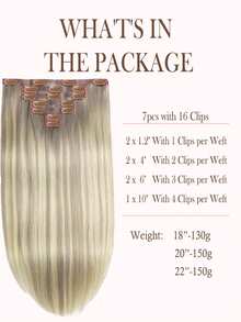Seamless Clip Ins 7pcs TP18/613# 130g/150g Full Head Seamless PU Clip Ins Extensions 100% Cuticle Aligned Double Drown Remy Human Hair Invisible Clip In Hair Extensions Hair Extensions Halloween Costumes - S18/613 - View 3