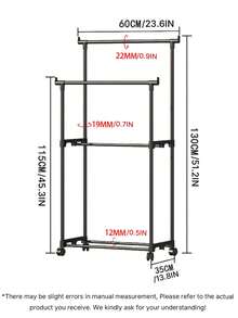 1 Adjustable Double-Rail Multi-Level Rolling Clothes Rack - Free-Standing Metal Garment Organizer With Shelves And Side Hooks, Easy To Move, Sturdy Structure, Perfect For Organizing Home, Bedroom, Closet, And Retail Store - Multicolor - View 4