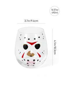 WB Horror X SHEIN 1個 16.6oz/490ml 鈉鈣玻璃冷水杯，適用於冷水、飲料、咖啡、茶、牛奶 - 無色 - 查看 5