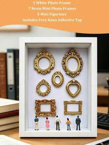 1 Set Diy Mini Museum Silhouette 3d Photo Frame Kit, Includes Gold Resin Mini Frame Set, Celebrate Precious Memories In A Unique Way, Personalized And Distinctive Commemorative Photo Frame Decor - Multicolor - View 8