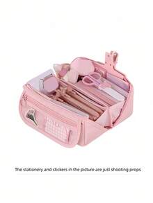 Large Capacity Multifunctional Pencil Case With Desk Organizer Dividers Durable Polyester Material Portable Study Desktop Storage Box Multi Compartment For Pens Pencils Markers Ideal Back To School Gift Unisex - multicolor - View 7