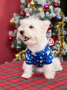 PETSIN 1 Piece Of Red Scarf, Teddy Bear, Ice Skating, Cedar Tree Pattern, Printed Pet, Soft And Comfortable Pet Clothing - Multicolor - View 9