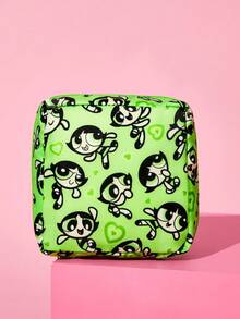 THE POWERPUFF GIRLS X SHEIN Feitian Full Version Square Storage Bag, Zipper Sealed, Can Store Sanitary Napkins, Makeup, Earphone Data Cables, Support Single Or Complete Sets, Girls Commuting, Traveling Portable Multi-Functional Sundries Makeup Storage Bag - Multicolor - View 9
