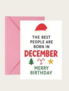 1pc December Birthday Christmas Card With Envelope - "Born In December" Festive Greeting For Friends & Family, Blank Inside - multicolor - View 8