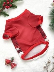 PETSIN 1pc Cute Santa Claus Elk Snowflake Christmas Ball Pattern Pet Soft And Comfortable Pet Clothes - Multicolor - View 10