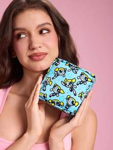 THE POWERPUFF GIRLS X SHEIN Feitian Full Version Square Storage Bag, Zipper Sealed, Can Store Sanitary Napkins, Makeup, Earphone Data Cables, Support Single Or Complete Sets, Girls Commuting, Traveling Portable Multi-Functional Sundries Makeup Storage Bag - Multicolor - View 8