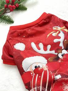 PETSIN 1pc Cute Santa Claus Elk Snowflake Christmas Ball Pattern Pet Soft And Comfortable Pet Clothes - Multicolor - View 6