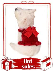 PETSIN 1 Piece Of Christmas Suspender Dress With Red Bow, Cute Pet Clothes, Soft And Comfortable Skirt - Multicolor - View 6