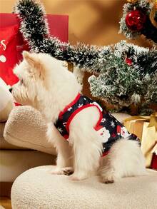 PETSIN 1pc Pet Christmas Santa Claus Print Sleeveless Tank Top For Dogs, Navy - Multicolor - View 8