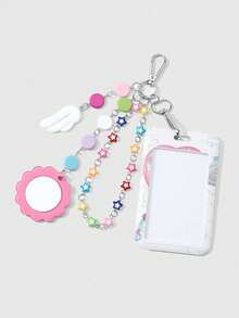 ROMWE Anime 1 Sweet, Fresh And Fashionable Multi-Colored Star Chain, Fish Cake Mirror Wings, Electronic Pet Machine, Acrylic Student Card, Campus Card, Star Card Cover DIY Keychain, Bag Pendant 1662516. - A - View 10