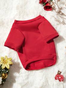 PETSIN 1 Pc Cute Santa Claus Pattern Fleece Dog Sweatshirt, Red - Multicolor - View 9