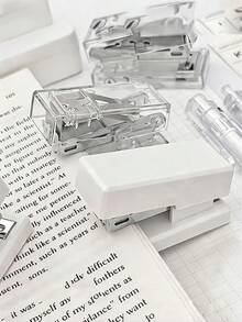 Mini Compact Transparent Stapler For Office Home Study Room Desktop School Stationery Supplies Adult All Season Small Cute Clear Binding Tool - Multicolor - View 2