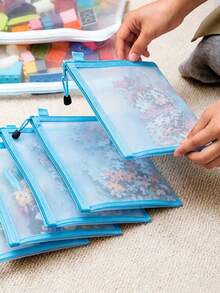 Clear Mesh Zipper Pouch A4 A5 A6 Waterproof File Bag Document Holder Office Supplies Storage Pouch Stationery Organizer Set - Storage bag - View 2