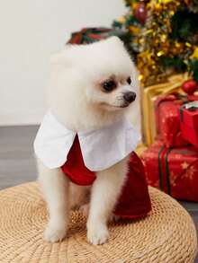 PETSIN 1pc Red & White Plaid Pattern Elegant French Style Pet Dress - Multicolor - View 10