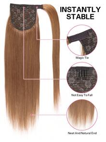 Pony Tails Real Hair Extension Medium Auburn Straight Ponytail Extension Human Hair Invisible Wrap Around Ponytail Human Hair For Women Daily Work - S30 - View 3