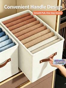1 Pc,S/M,Storage Box, Clothing Storage Container, Household Clothing Organizer, Drawer-Style Storage Basket, Large Capacity Design - Beige - View 1