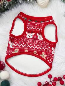 PETSIN 1pc Christmas Gingerbread Man Elk Head Plush Pet Vest Christmas Autumn Winter Thick Warm Pet Clothes - Multicolor - View 4