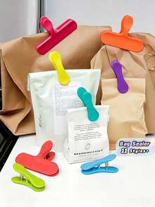 11/8pcs Rainbow Sealing Bag Clips Reusable Moisture Proof Kitchen Storage Organization Keep Fresh Crisp Chip Bag Sealer Home Essentials For Pantry Cabinet Drawer Refrigerator Freezer Camping Travel Picnic Party Gift For Housewarming Holiday - multicolor - View 3