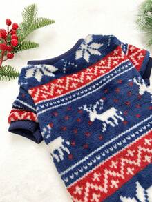 PETSIN 1 Pc Christmas Flannel Cute Print Pet Sweatshirt Without Hat - Multicolor - View 6