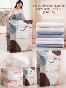 1 Buah Kantong Penyimpanan Vakum Kapasitas Besar, Kantong Kompresi Hemat Ruang Tanpa Pompa, Cocok untuk Pakaian dan Selimut, Dekorasi Kamar Tidur, Perlengkapan Sekolah. - MultiWarna - View 5