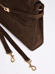 MUSERA Brown Suede Buckle Detail Shoulder Bag Fall Autumn Winter Streetwear Outfits - Suede coffee - View 8