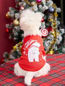 PETSIN 1 Pc Pet Christmas Arctic Bear Letter Print Red Sweatshirt - Multicolor - View 4