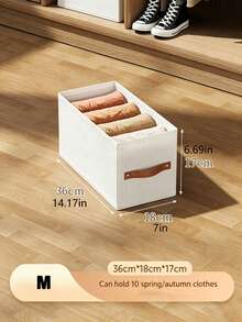 1 Pc,S/M,Storage Box, Clothing Storage Container, Household Clothing Organizer, Drawer-Style Storage Basket, Large Capacity Design - Beige - View 3