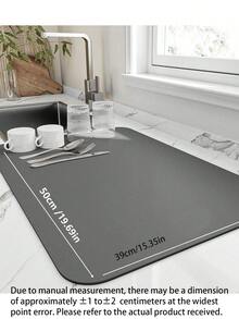 Super Absorbent Kitchen Dish Drying Mat - Heat Resistant, Non-Slip Rubber Backing, Stain-Resistant Countertop Drainer Mat, Suitable For Home And Restaurant Use Kitchen Items Kitchen Accessories Kitchen Tools - dark gray - View 9