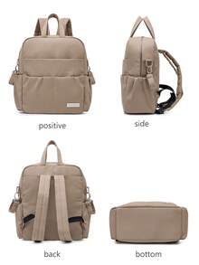 SHEIN 1 Camel Large-Capacity Oxford, Light Mommy Diaper Backpack, With 2 Stroller Straps, Suitable For Travelling - Multicolor - View 4
