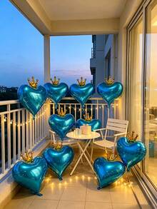 Crown‑Heart Foil Balloon Set, A Preferred Decorative Item For Birthday Banquets, Themed Parties, Arch Scene Arrangements And Family Gatherings. - Blue Crown - View 5