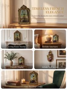 1Pc European Vintage Carved Resin Wall‑Mount Photo Frame Decor Ornament - Multicolor - View 17
