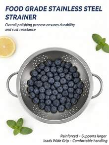 Stainless Steel Rice Washing Sieve With Foot Basin, Double Ear, Rice Washing And Vegetable Draining Bowl, Fruit Basket, Rice Bowl, Fruit Basket 24CM - silver - View 8