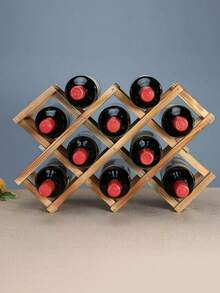 10/5‑Bottle Multi‑Functional Retro Wine Rack, Stackable Freestanding Wine Holder, Expandable Countertop Wine Storage Organizer For Home Bar, Kitchen, Wine Cabinet Display - Classic Retro Color - View 6