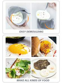1/4 cái cốc luộc trứng chần bằng silicone hình chim dùng cho lò vi sóng, bát luộc trứng nhanh chống dính cho bữa sáng, dụng cụ nhà bếp cho nấu ăn tại nhà - Xám - Xem 5