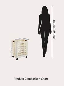 1pc Cream White Foldable Dirty Laundry Basket With Rolling Wheels Hollow Ventilation Design Portable Handle Large Capacity Collapsible Clothes Hamper For Bedroom Bathroom Laundry Room Home Dorm Storage Organizer - View 3