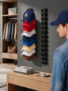 2 Pieces Baseball Cap Storage Rack, Strong Adhesive Wall-Mounted Hat Rack, Multi-Layer Hat Storage Display Rack, Wall-Mounted Hat Hooks Can Hang Multiple Hats, Suitable For Closet Doors And Bedrooms, Keeps Hats Neat And Wrinkle-Free - Multicolor - View 7