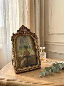 1Pc European Vintage Carved Resin Wall‑Mount Photo Frame Decor Ornament - Multicolor - View 5
