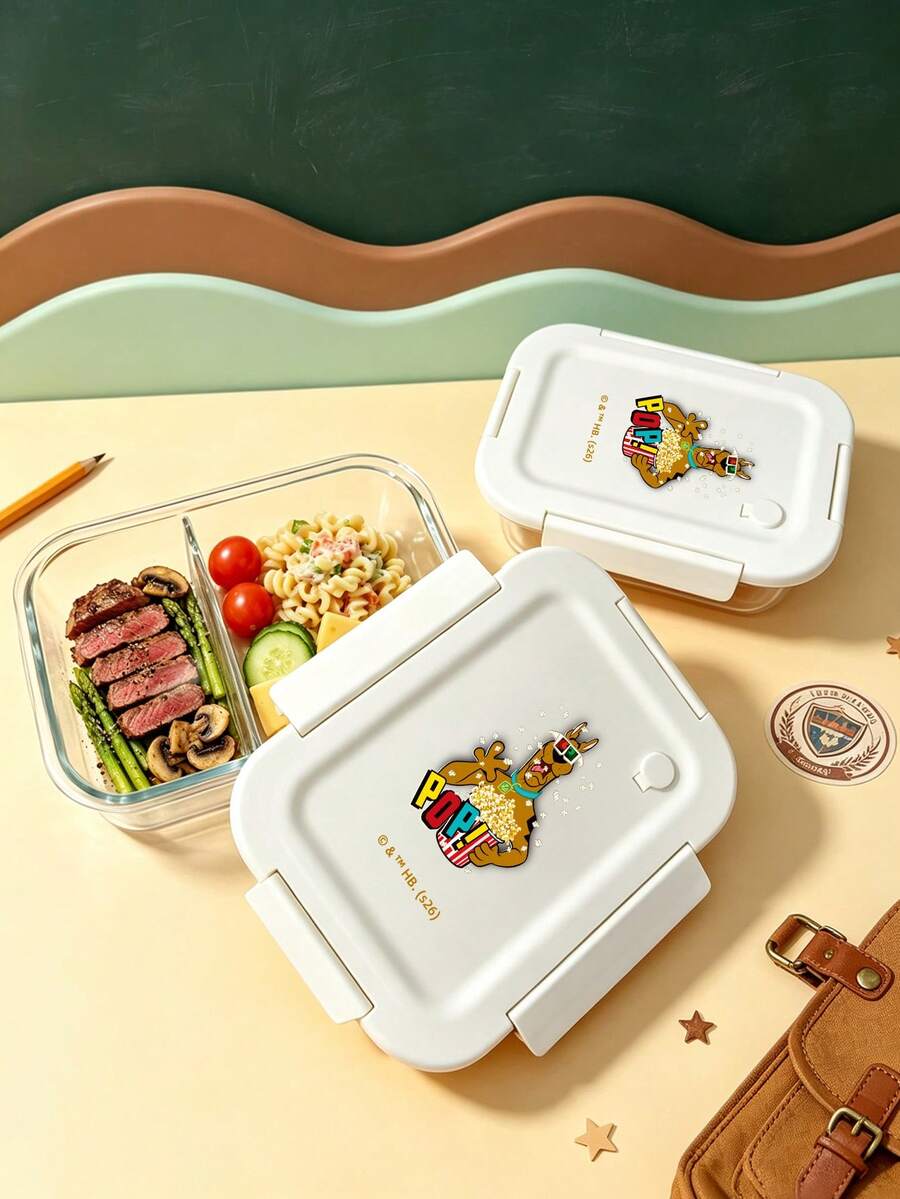 SCOOBY-DOO X SHEIN 1PC Scooby‑Doo Glass Food Storage Container, Single & 2‑Compartment Lunch Box, Sealed Leak‑Proof Portable Meal Prep Container, Multiple Sizes Available, For Home Office Picnic, Collectible Gift For Scooby‑Doo Fans - Multicolor - View 1