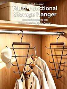 Solid Wood V-Shaped Double-Sided Hanger Storage Rack With Hooks, Hanging Hangers With Multiple Hooks, Saving Space And Multifunctional Dormitory Storage. - Multicolor - View 2