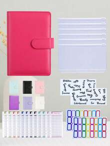 1PC Macaron Button Cash Savings Ledger Binder With 6 Envelopes 12 Budget Cards 2 English Labels 2 Color Labels Money Challenge Organizer - Sets - View 10