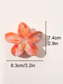 BestieMix 4-Piece Set Of Spring And Summer Bohemian Bright Orange Orange Marble Pattern Egg Flower Hair Claw Beach Beach Hair Accessories - Multicolor - View 5