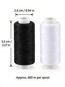 8/12PCS Black & White Polyester Sewing Thread Spools, Sturdy Thread For Hand‑Sewing And Sewing Machine - Multicolor - View 8