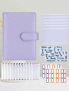1PC Macaron Button Cash Savings Ledger Binder With 6 Envelopes 12 Budget Cards 2 English Labels 2 Color Labels Money Challenge Organizer - Sets - View 13