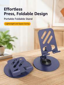 Teckwe 1-Piece Metal Material 360 Degree Rotating Foldable Anti Slip Stable Desktop Phone Holder, Universal Tablet Phone Holder, Commonly Used For Learning, Live Streaming, Video Watching, And Portable Desktop Phone Holder - Multicolor - View 4