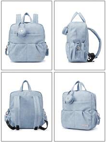 SHEIN 1 Solid Color PU Extra-Capacity Multi-Functional Mommy Diaper Backpack With Pacifier Box And 2 Stroller Straps, Suit For Travel And Picnics - Multicolor - View 11