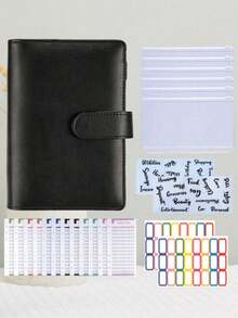 1PC Macaron Button Cash Savings Ledger Binder With 6 Envelopes 12 Budget Cards 2 English Labels 2 Color Labels Money Challenge Organizer - Sets - View 9