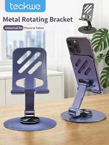 Teckwe 1-Piece Metal Material 360 Degree Rotating Foldable Anti Slip Stable Desktop Phone Holder, Universal Tablet Phone Holder, Commonly Used For Learning, Live Streaming, Video Watching, And Portable Desktop Phone Holder - Multicolor - View 1