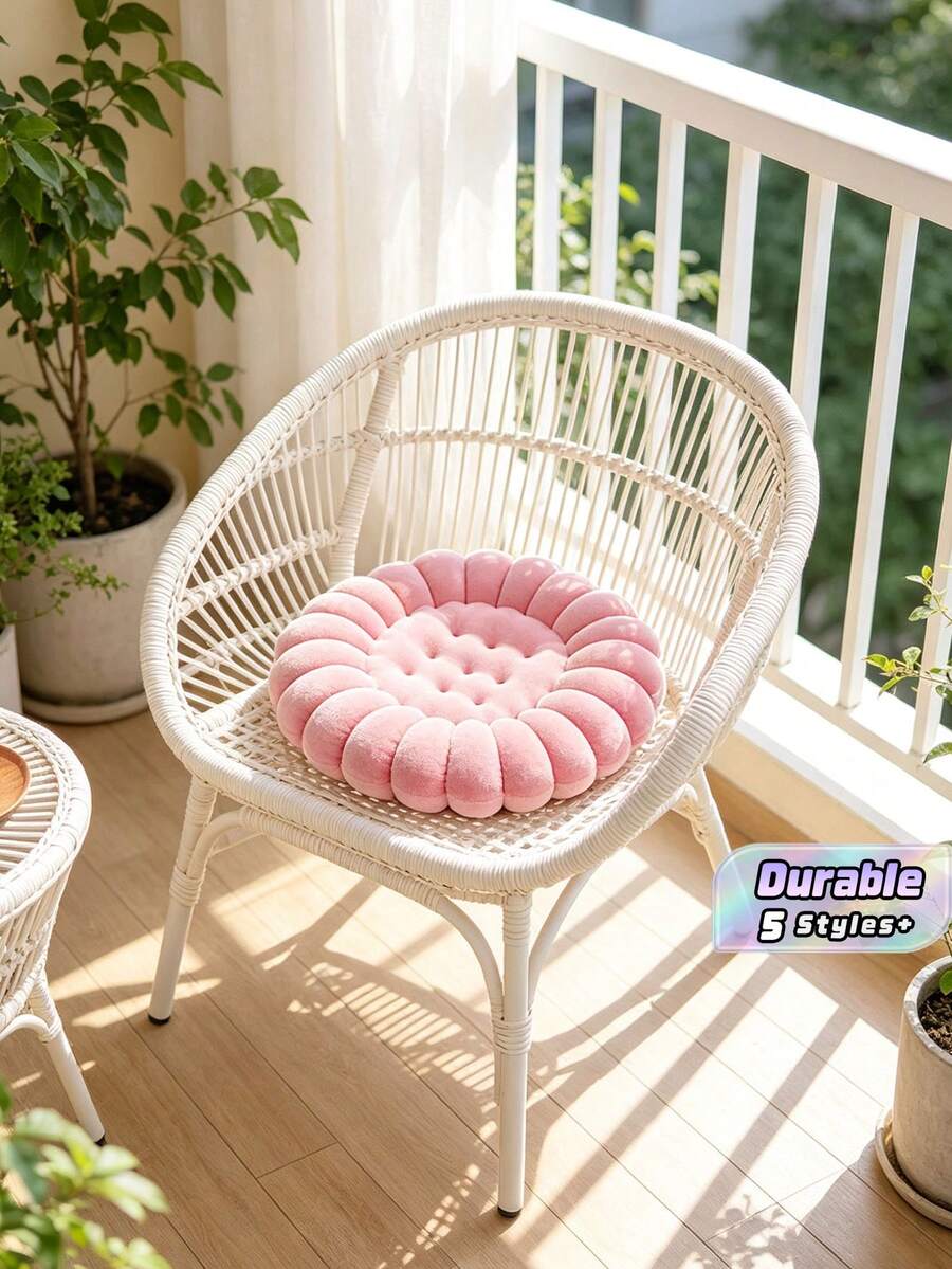 Flower Shaped Round Chair Cushion, Soft Plush Thick Padded Seat Cushion, Non‑Slip Comfort Chair Pad For Dining Home Office Kitchen Chair - Multicolor - View 1